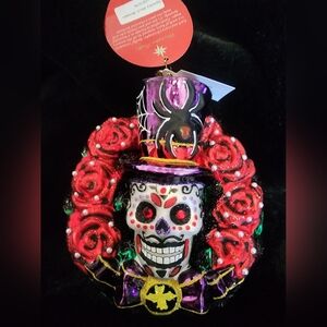 The Christopher Radko Ornament Spooky Skull Wreath #1021076 NWT